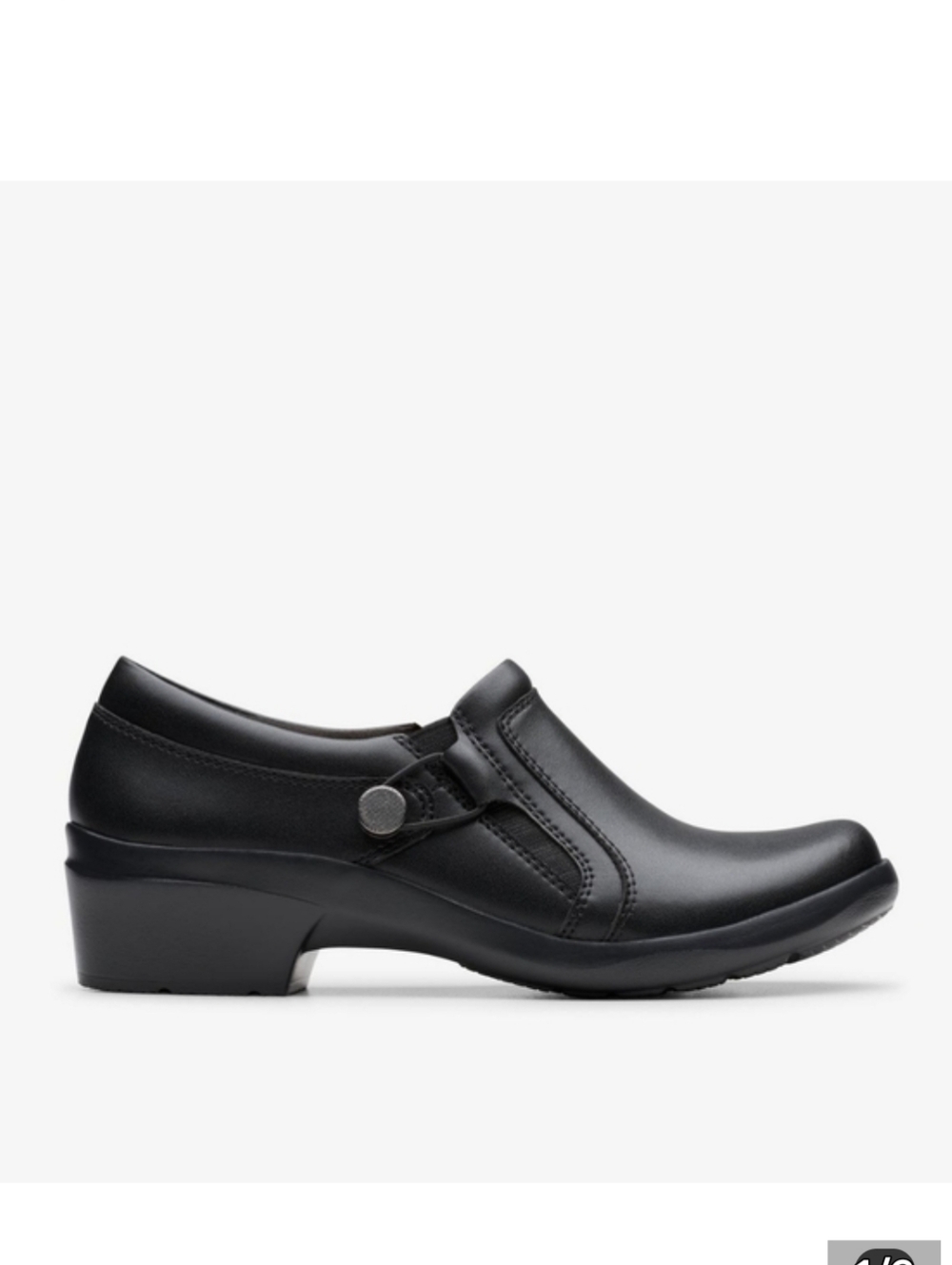Clarks Angie HollyBlack Leather Clog Shoes Size 6